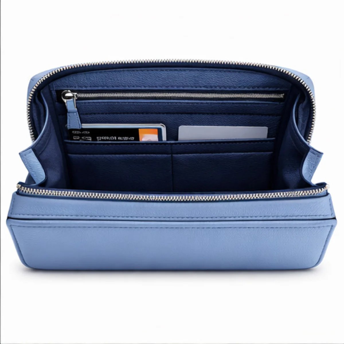 Horizon Elite – Signature H Leather Zip Clutch – Sky Blue Edition - صورة 4
