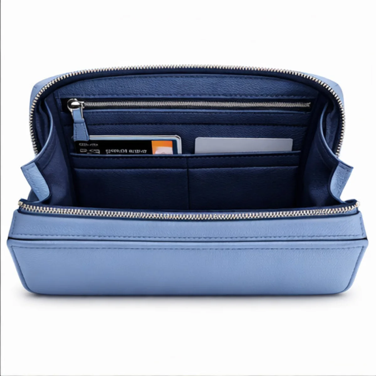 Horizon Elite – Signature H Leather Zip Clutch – Sky Blue Edition | تصميم فاخر كلاسيكي | باقر ستور العراق — صورة 4