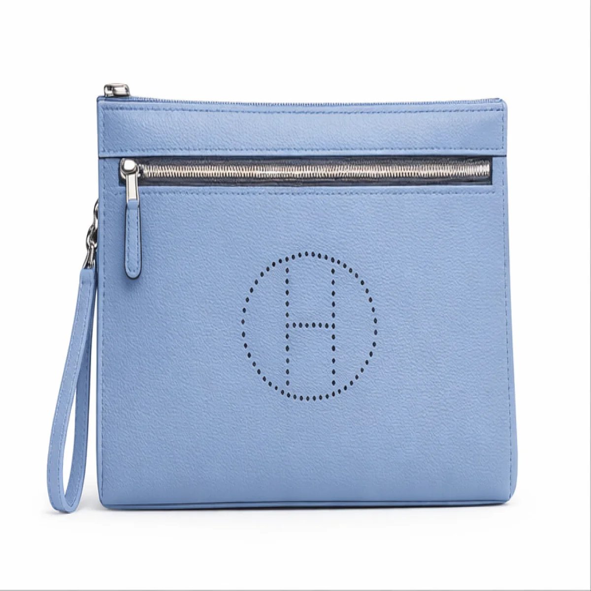 Horizon Elite Milano – Signature H Leather Zip Clutch – Sky Blue Edition - صورة 4