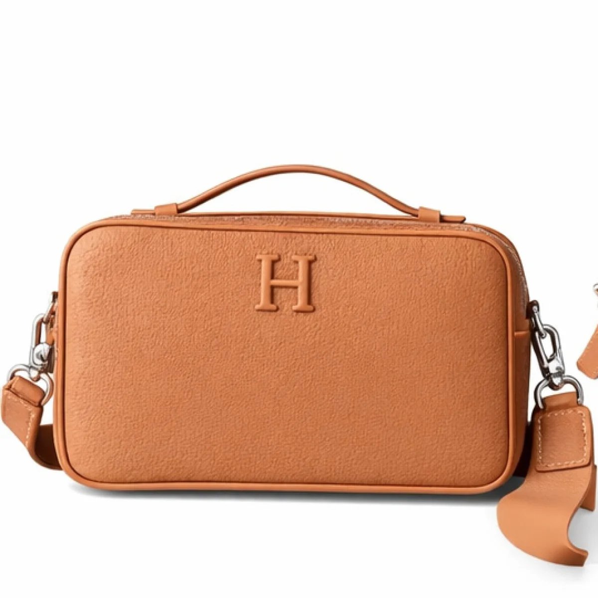 Hermès Paris – Mini H Travel Leather Crossbody Clutch – Camel Edition - صورة 5
