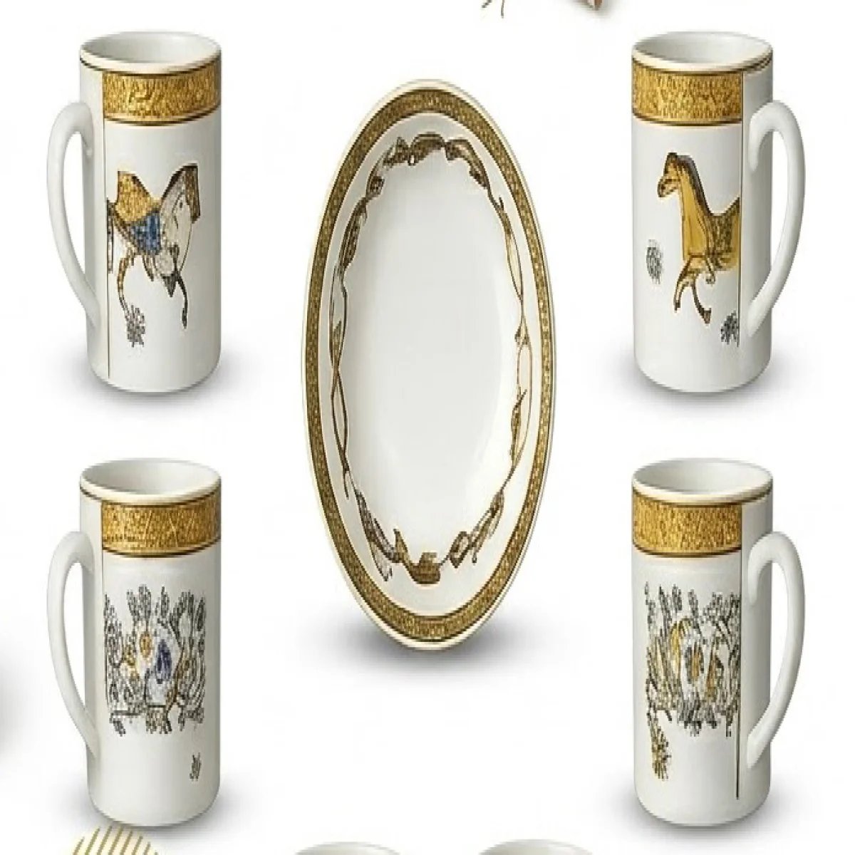 HERMÈS – Luxury Artistic Coffee Cup Set - صورة 6