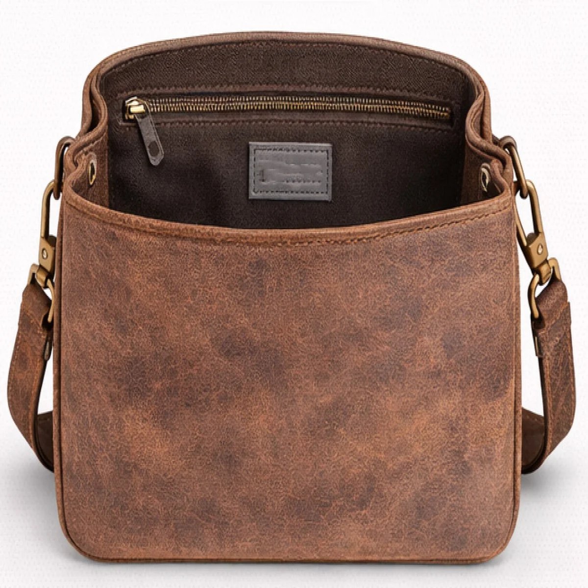Vintage Leather Utility Crossbody Bag - صورة 2
