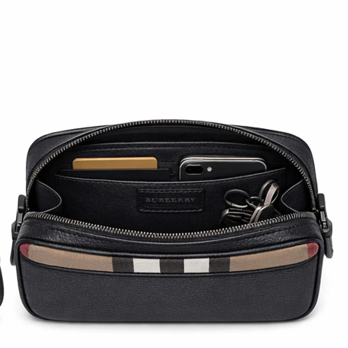 Burberry Stripe Detail Clutch Crossbody – Black Edition - صورة 4