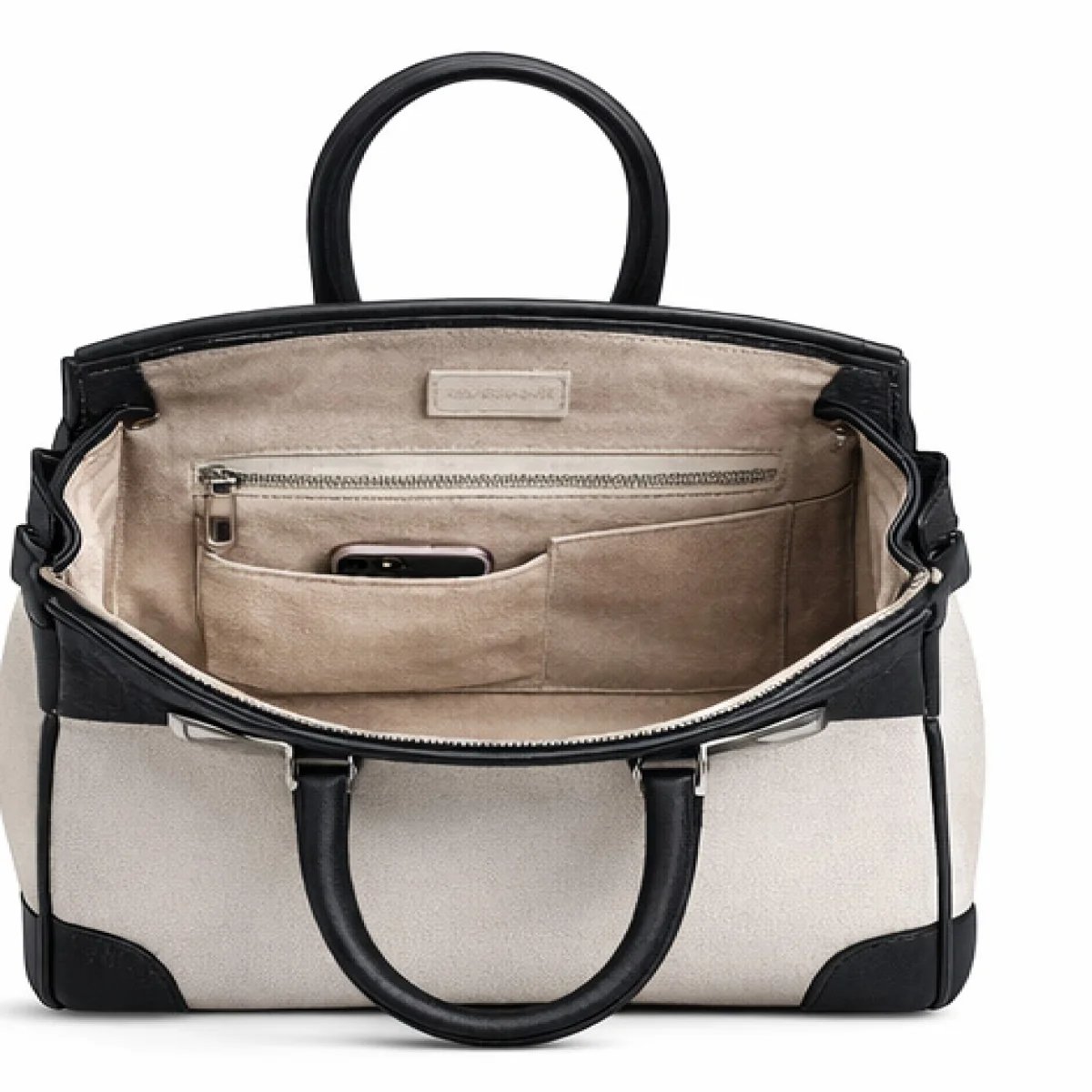 Hermès Birkin Style Two-Tone Leather Handbag – Black & White Edition - صورة 9