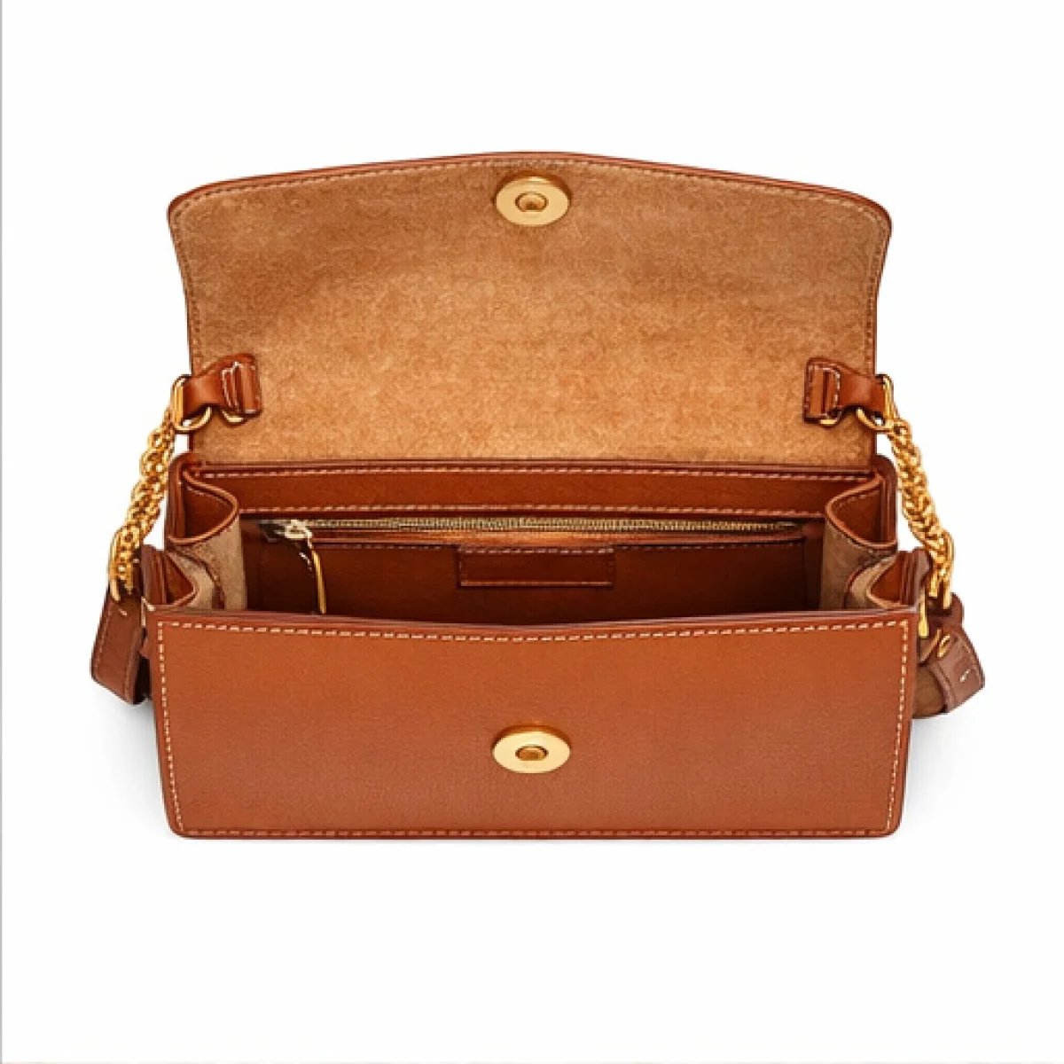 Tory Burch – Miller Chain Shoulder Bag – Brown Leather - صورة 4