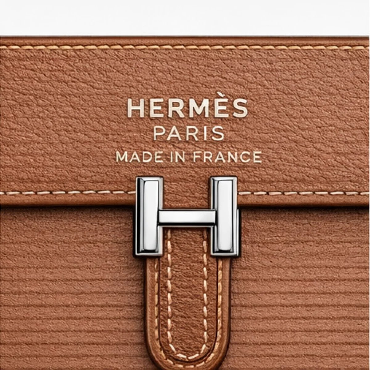 Hermès Paris – Classic H Lock Leather Clutch – Brown Edition - صورة 3