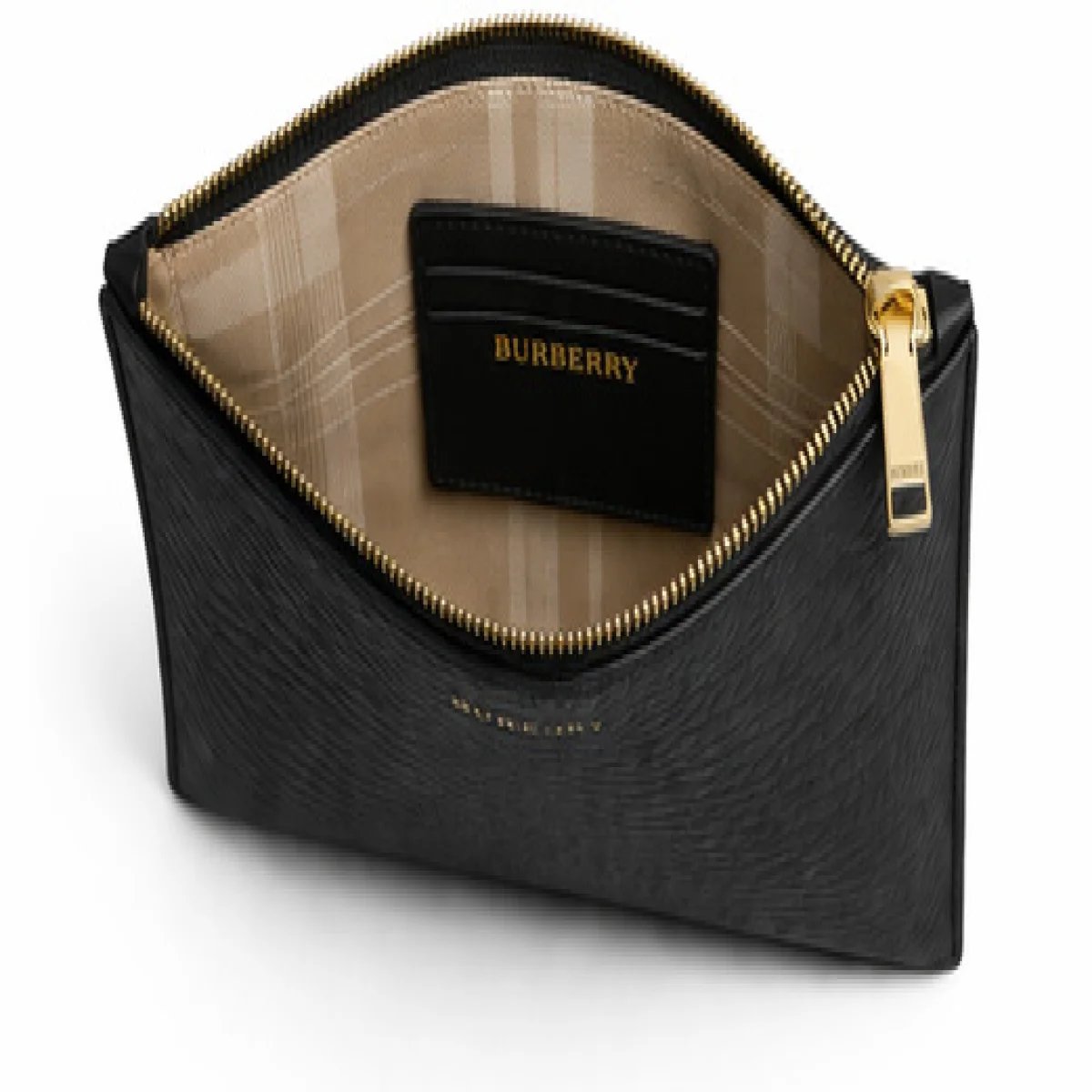 Burberry – Grained Leather Zip Pouch Clutch – Black Classic Edition - صورة 4
