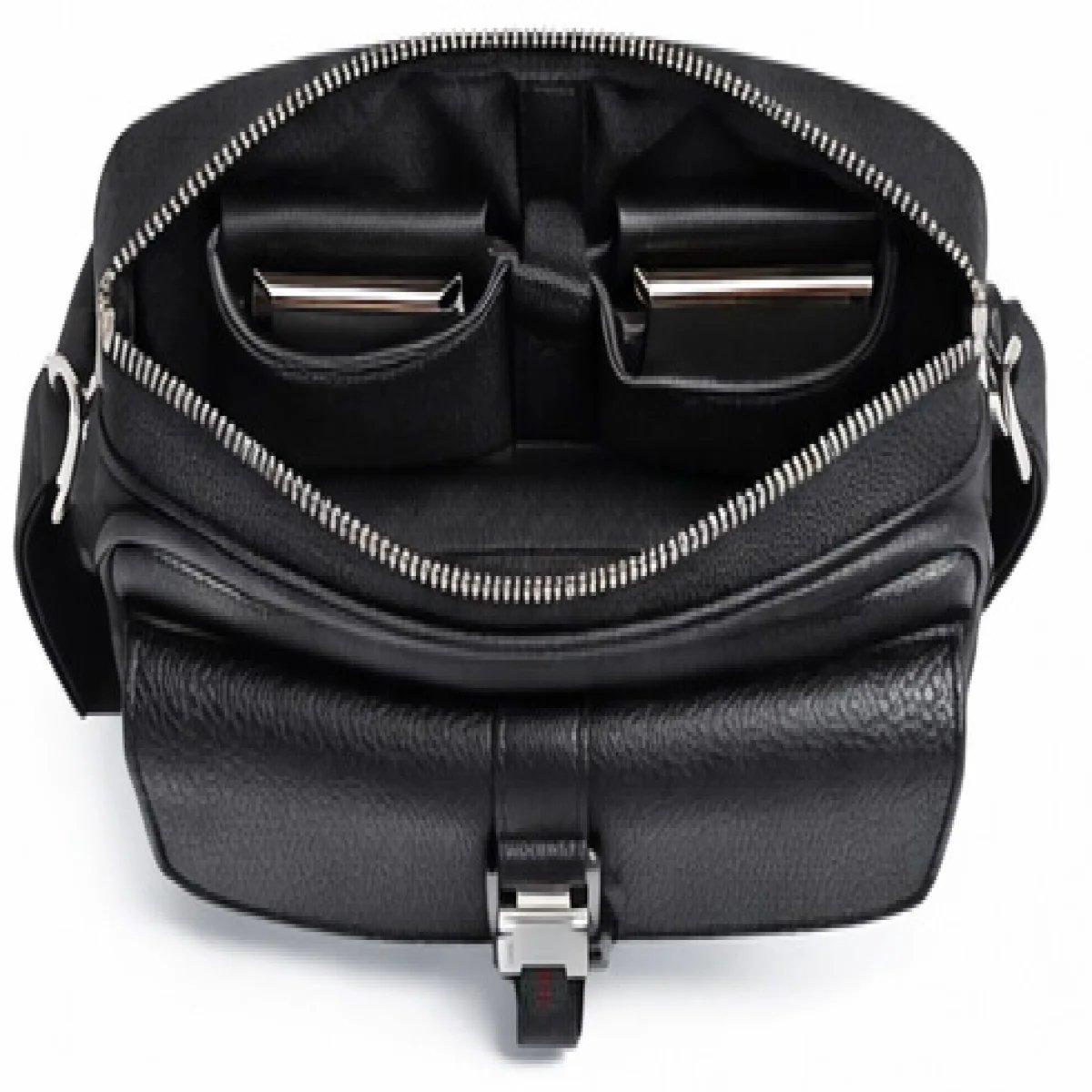 Gucci – Web Stripe Leather Crossbody Bag – Black Edition - صورة 4
