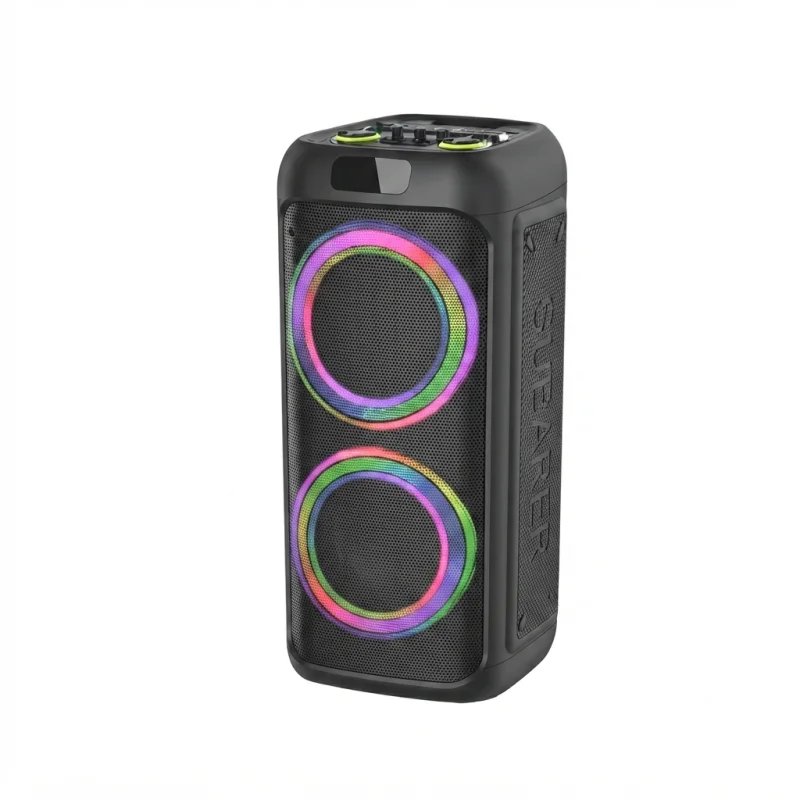 مكبر صوت حفلات محمول DR-8811 بسماعتين 8 إنش وقوة 40 واط مع ميكروفون لاسلكي وإضاءة RGB