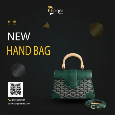حقيبة يد نسائية منظمة بنقشة هندسية ومقبض علوي وحزام كتف – أخضر – BQ-HB81