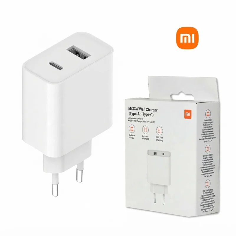 شاحن الحائط Xiaomi Mi بقوة 33 واط بمنفذي USB-C وUSB-A