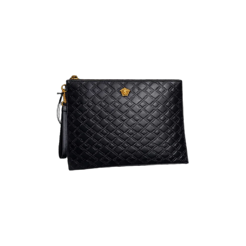 La Medusa Quilted Leather Pouch – Black & Gold | تصميم فاخر كلاسيكي | باقر ستور العراق