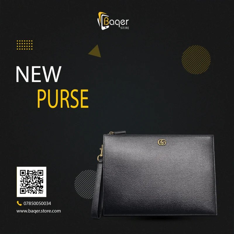 Gucci – GG Logo Leather Zip Pouch Clutch – Black Edition