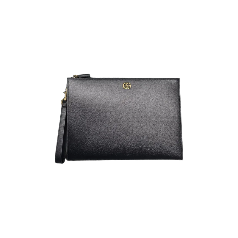 GG Logo Leather Zip Pouch Clutch – Black Edition | تصميم فاخر كلاسيكي | باقر ستور العراق