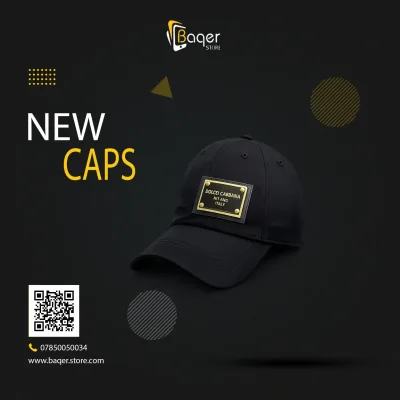 قبعة بيسبول قطنية بست قطع ولوحة معدنية أمامية – أسود – BQ-CP1098