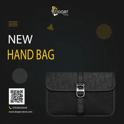 Oblique Clutch – Black Canvas Edition | تصميم فاخر كلاسيكي | باقر ستور العراق