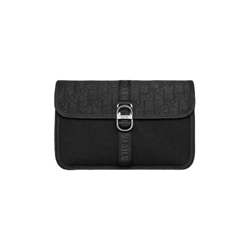 Oblique Clutch – Black Canvas Edition | تصميم فاخر كلاسيكي | باقر ستور العراق