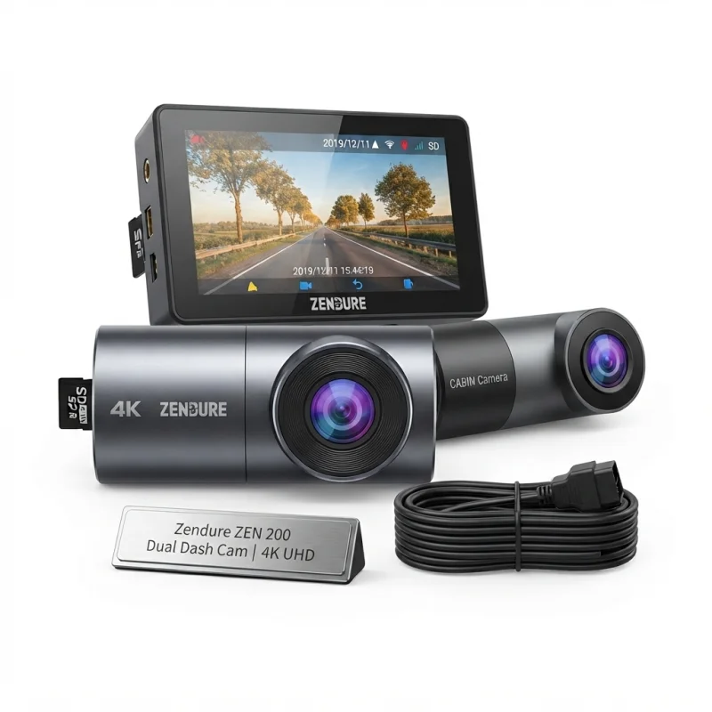 كاميرا سيارة Zendure ZEN 300 ثلاثية القنوات بدقة 4K
