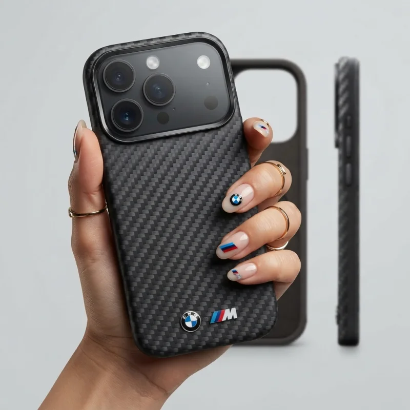 كفر BMW MagSafe من جلد PU بنمط Carbon لهاتف iPhone 18 Pro Max