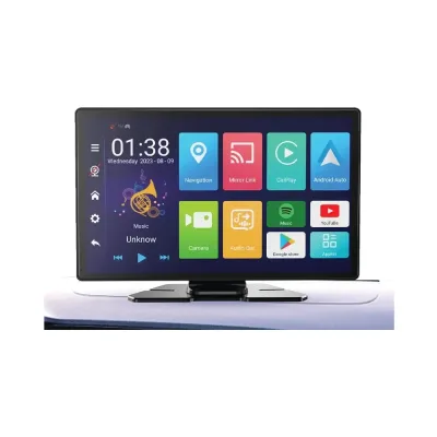 شاشة عرض للسيارة بنظام أندرويد 13 مع مسجل فيديو DVR (ذاكرة 4+64 جيجابايت) من بوروودو - أسود