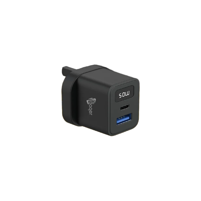 Baqer 50W Fast Wall Charger with Digital Display (PD/QC) –BC_336D