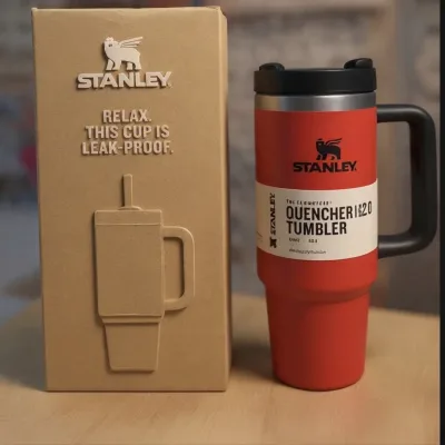 كوب Stanley Quencher H2.0 FlowState بسعة 40 أونصة – برتقالي نيون