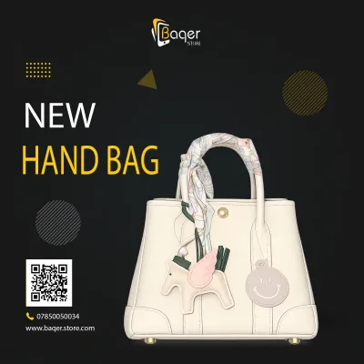 حقيبة يد نسائية توت جلدية متوسطة بإغلاق زر كبس – أوف وايت – BQ-HB590