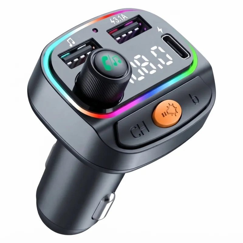 جهاز إرسال FM للسيارة WIWU Wi-QC031 بتقنية Bluetooth 5.3 وإضاءة RGB وشحن سريع 38W – 6977703653564