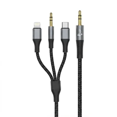 محول باقر الصوتي 3 في 1 – 3.5mm إلى Lightning + Type-C + 3.5mm BA_173
