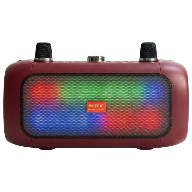 مكبر صوت كاريوكي لاسلكي WSTER WS-920 مع ميكروفونين لاسلكيين وإضاءة RGB