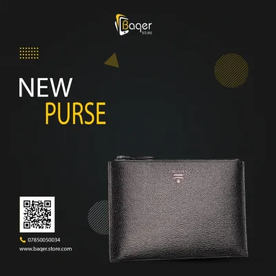 Grain Leather Minimal Clutch – Black Edition | تصميم فاخر كلاسيكي | باقر ستور العراق