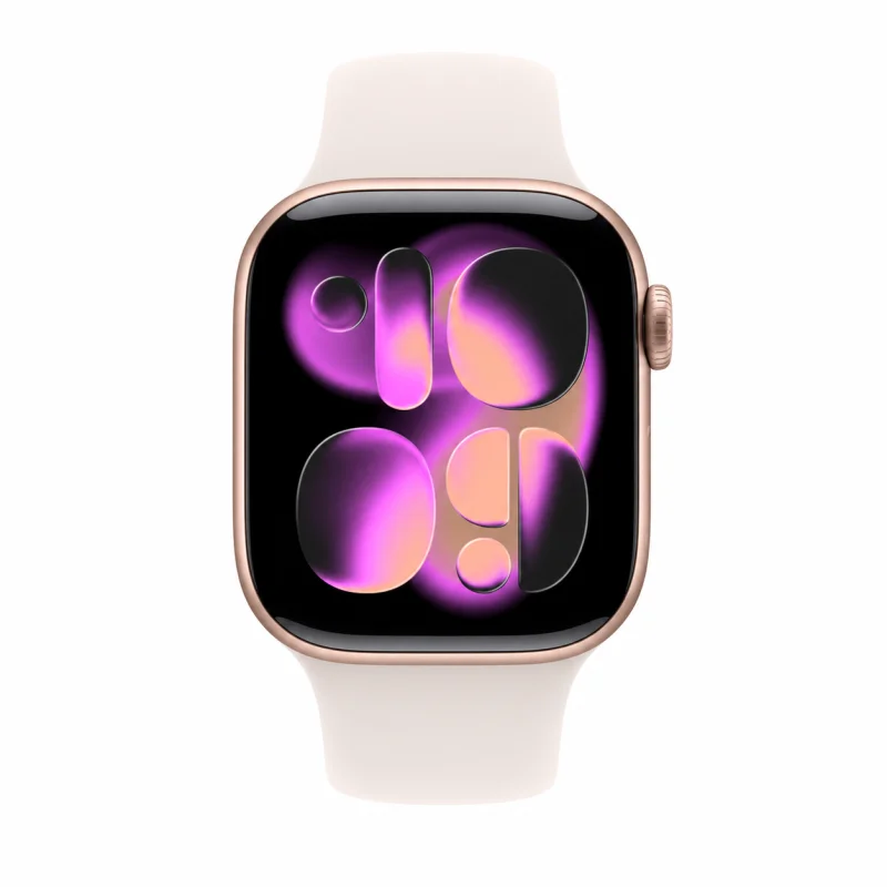 Apple Watch Series 11 42mm Rose Gold Aluminum Light Blue Sport Band S/M GPS - AFA