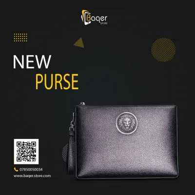 La Medusa Leather Pouch – Black Silver Edition | تصميم فاخر كلاسيكي | باقر ستور العراق
