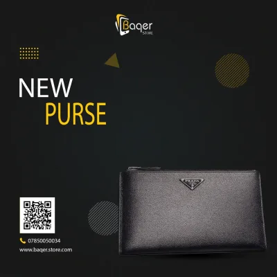 Saffiano Leather Slim Clutch – Black Edition | تصميم فاخر كلاسيكي | باقر ستور العراق