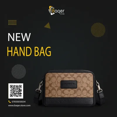 حقيبة كروس من الكانفاس المطلي المنقوش بأطراف جلدية سوداء – بني – BQ-CB524