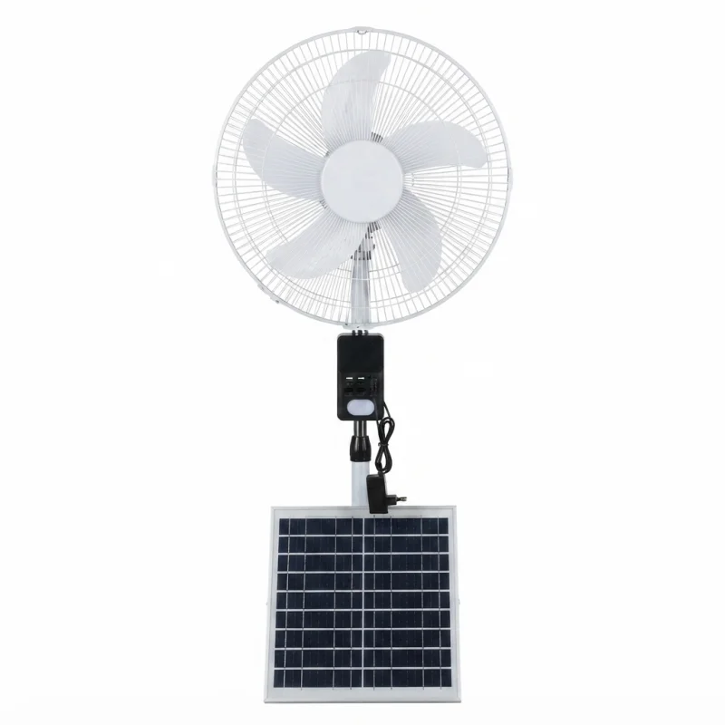 مروحة عمودية شمسية قابلة للشحن SS-1505 مقاس 15 إنش مع نظام UPS وإضاءة LED