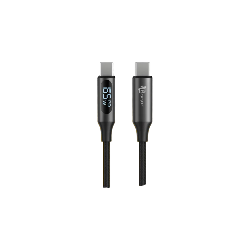 Baqer USB-C to USB-C 65W Fast Charging Cable with Digital Display (PD) –BC_C218