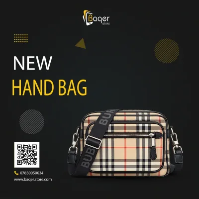 Vintage Check Canvas Crossbody Bag | تصميم فاخر كلاسيكي | باقر ستور العراق