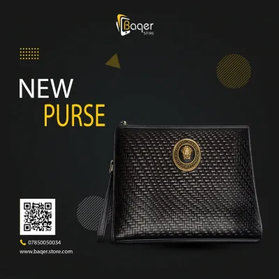 Versano Milano – Medusa Woven Leather Zip Clutch – Black Edition | تصميم فاخر مستوحى | باقر ستور العراق