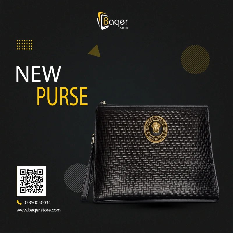 Versano Milano – Medusa Woven Leather Zip Clutch – Black Edition