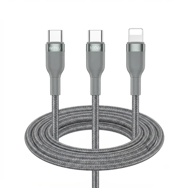 كيبل WIWU Consice Wi-C029 للشحن 3 في 1 USB-C إلى USB-C + USB-C + Lightning