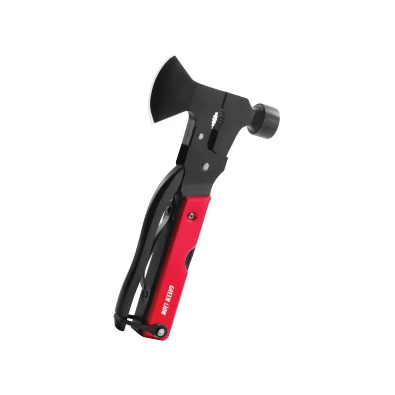 أداة الطوارئ والتخييم متعددة الوظائف جرين ليون ستورم بريكر (فأس ومطرقة) – أحمر (Green Lion Storm Breaker Multi Axe Hammer)