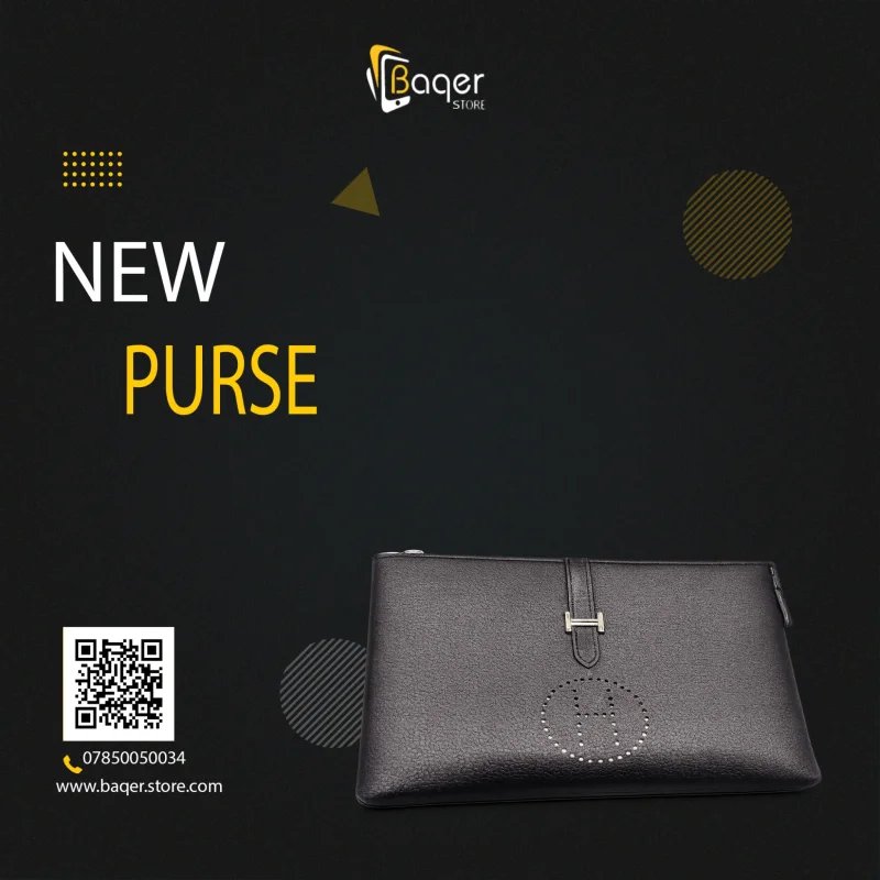 Hermès Paris – Evelyne H Leather Zip Clutch – Black Edition