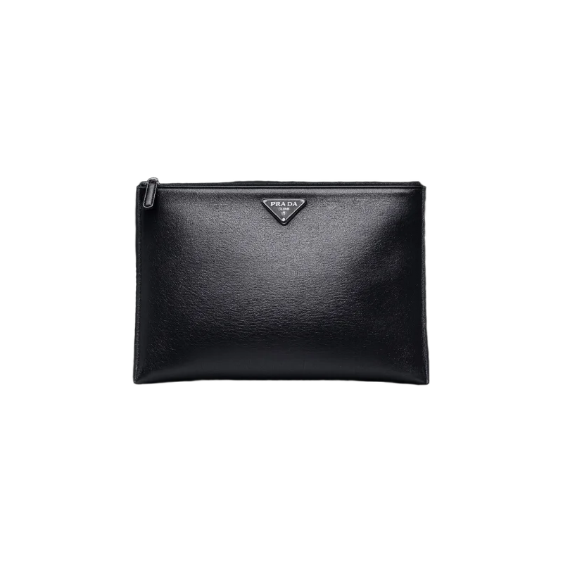 Smooth Leather Zip Clutch – Black Edition | تصميم فاخر كلاسيكي | باقر ستور العراق