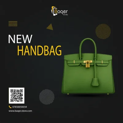 حقيبة يد بمقبضين وقفل أمامي وإكسسوارات ذهبية اللون – أخضر – BQ-HB1324