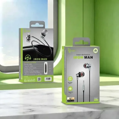 سماعة الأذن السلكية المعدنية Baqer Iron Man بمنفذ 3.5mm – BA-ER14