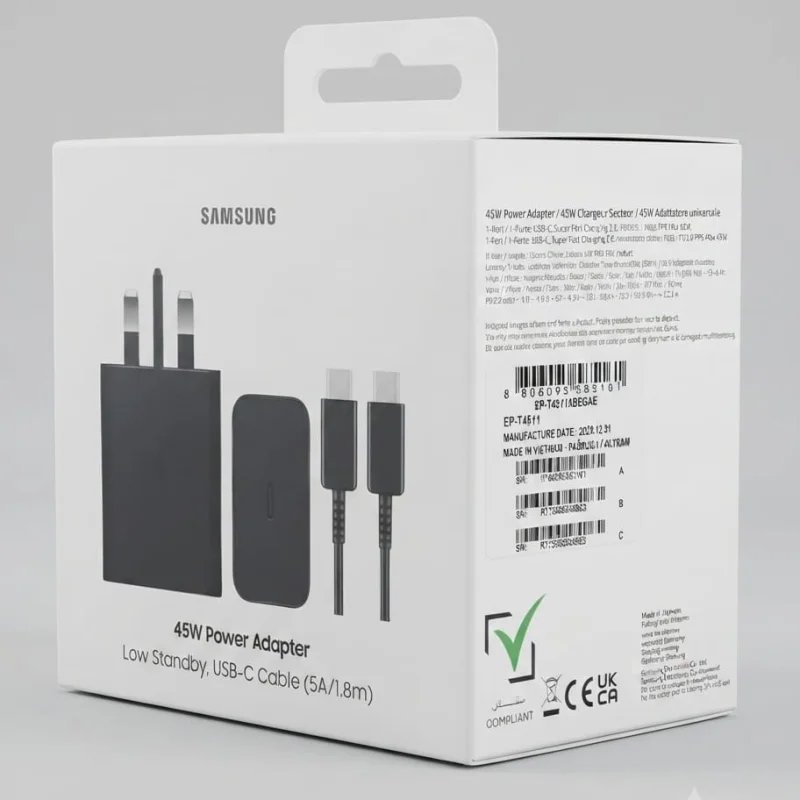 شاحن سامسونج سريع بقوة 45 واط مع كيبل USB-C (