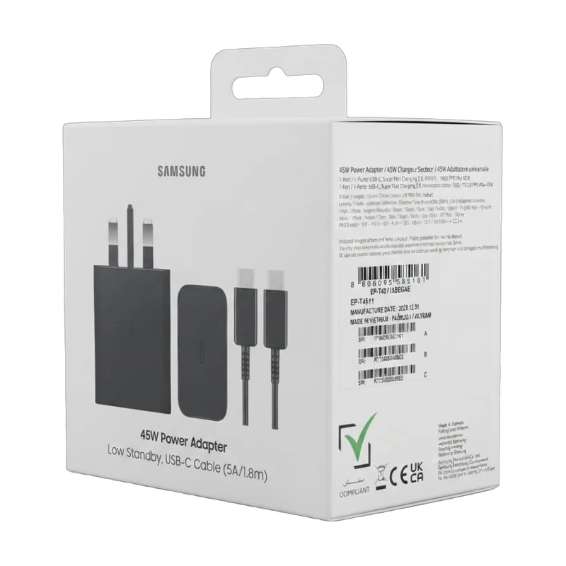 شاحن سامسونج سريع بقوة 45 واط مع كيبل USB-C (