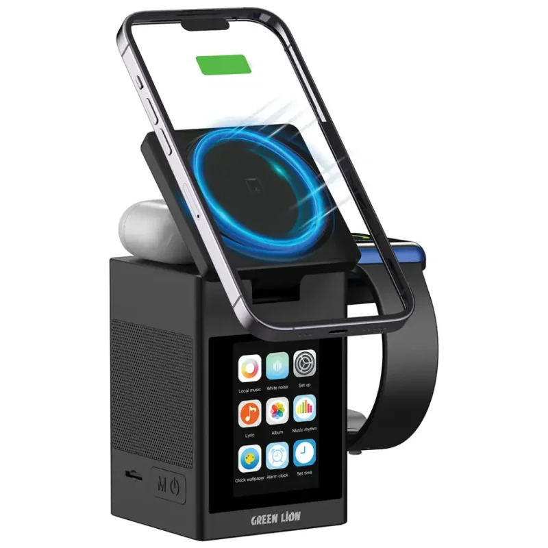 منصة الشحن الذكية سمارت ستيشن برو المزودة بشاشة LCD ومكبر صوت من جرين ليون - أسود 9904781940382