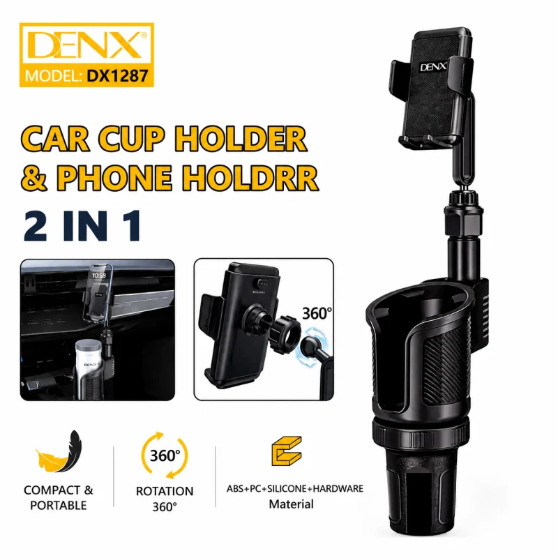 DENX 2-in-1 Car Cup & Phone Holder DX1287